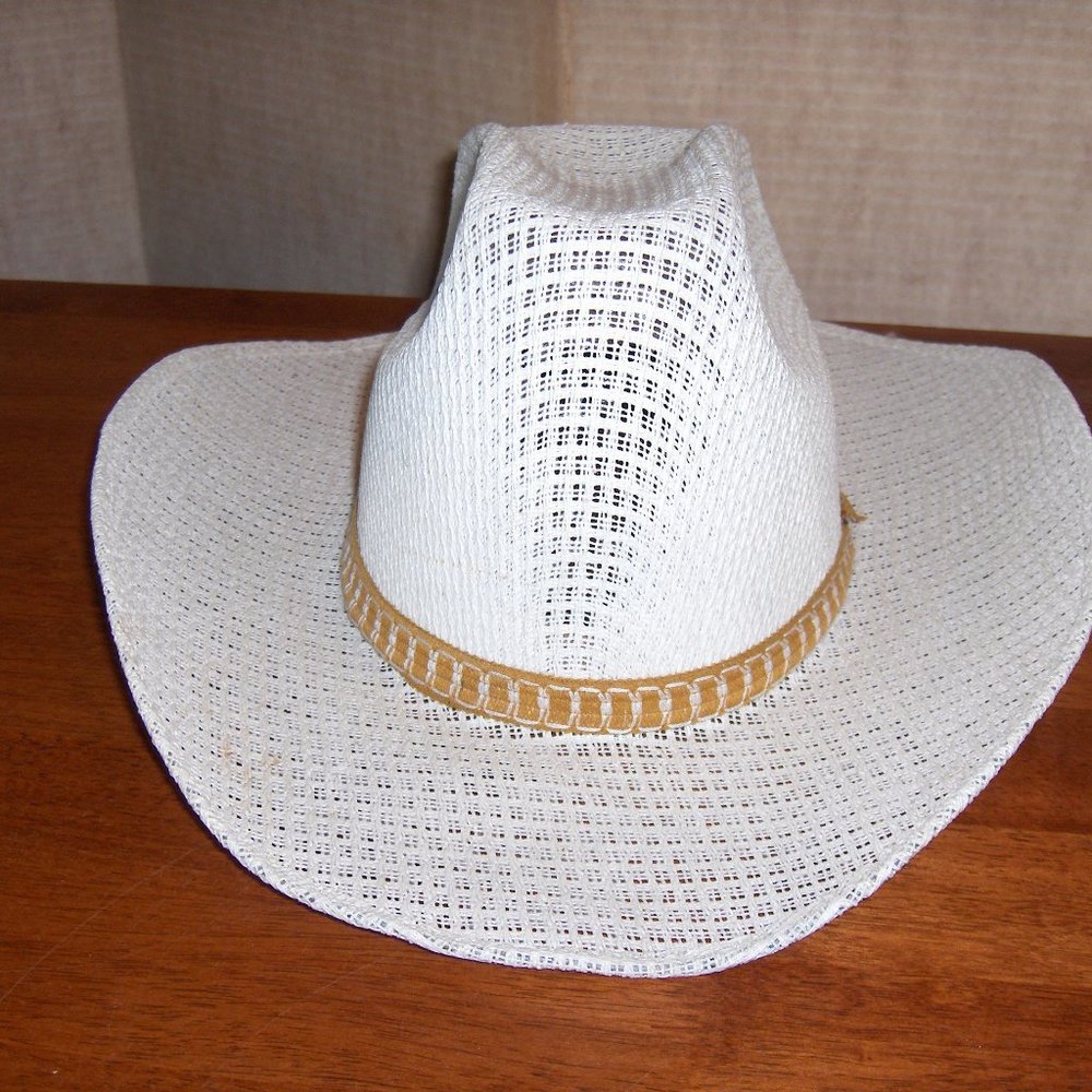 Straw Hat 6 7/8 approximate 5 3/4" High. Cream Color